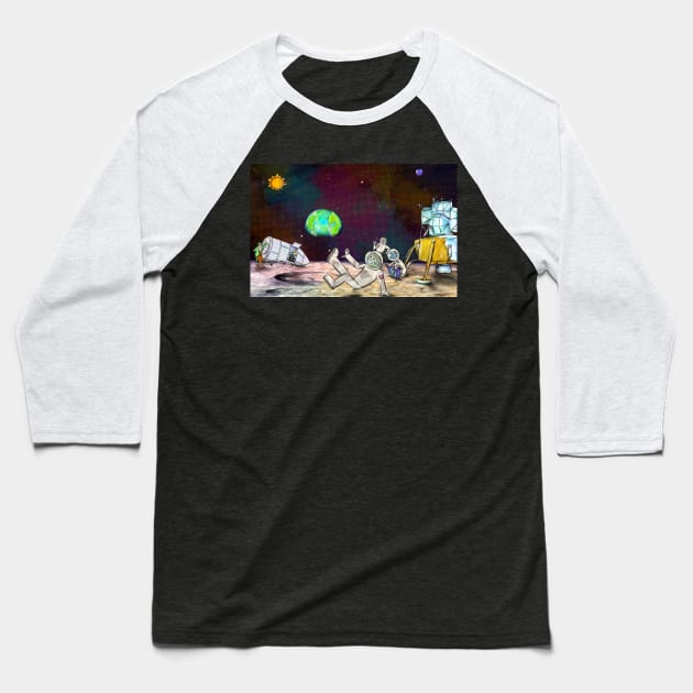 A Trip to the Moon Baseball T-Shirt by Who ARTed